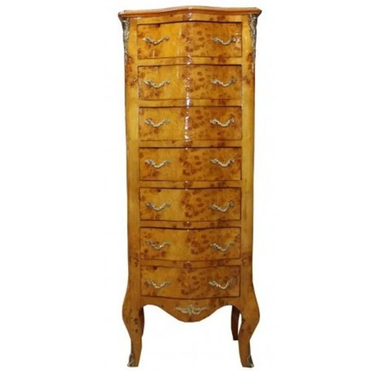 Baroque chest of drawers with 7 drawers light brown model - mahogany