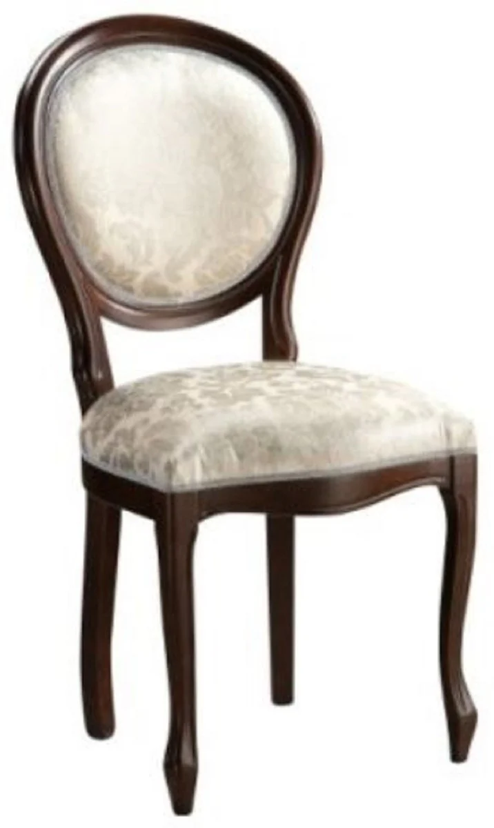 Luxury Baroque Dining Chair Cream Pattern / Dark Brown