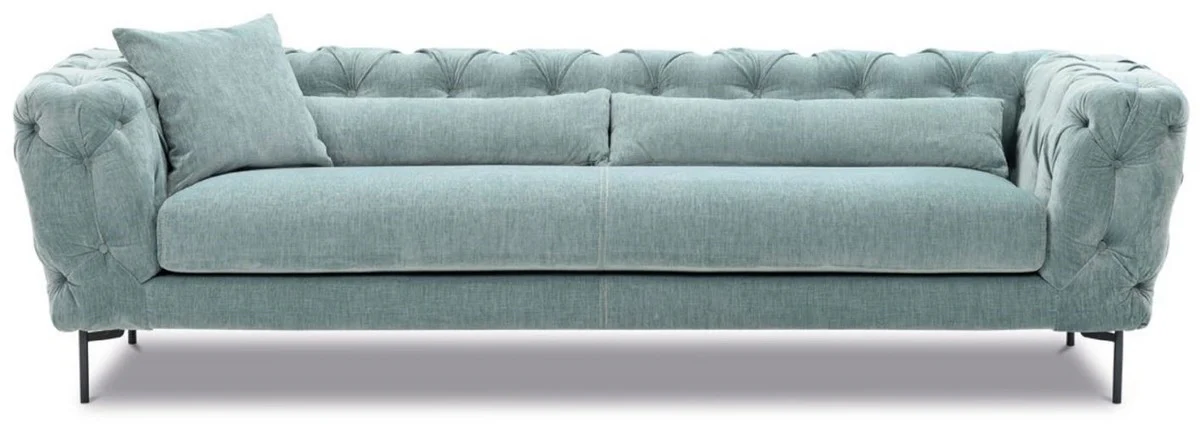Luxury Chesterfield 3-seater sofa turquoise / black 258 x 99 x H. 83 cm - living room sofa - hotel sofa - living room furniture - Chesterfield furniture - luxury furniture - luxury furnishings