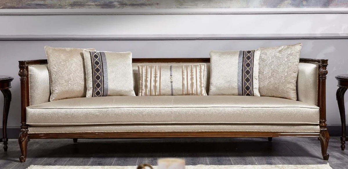 Luxury Baroque Sofa Gold / Dark Brown - Magnificent Living Room Sofa - Baroque Style Living Room Furniture - Luxury Furniture in Baroque Style - Baroque Furnishings - Noble & Magnificent