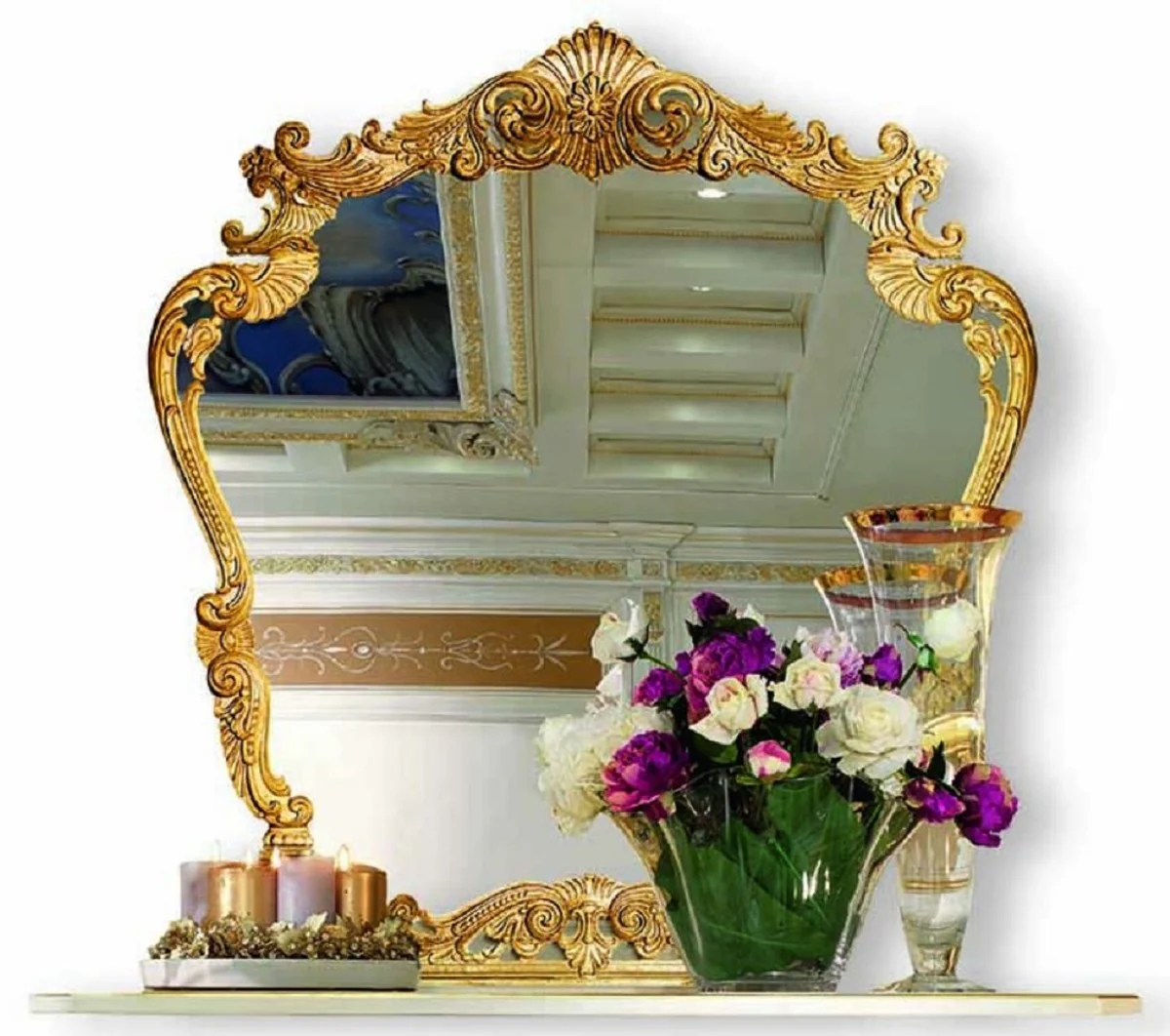 Luxus Barock Spiegel Gold H. 120 cm - Made in Italy