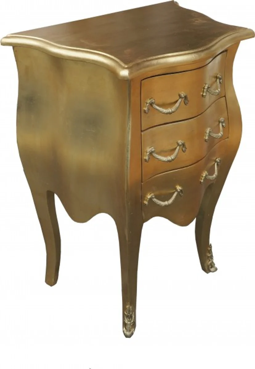 Baroque chest of drawers gold H 70 cm, W 50 cm - bedside table cabinet with 3 drawers