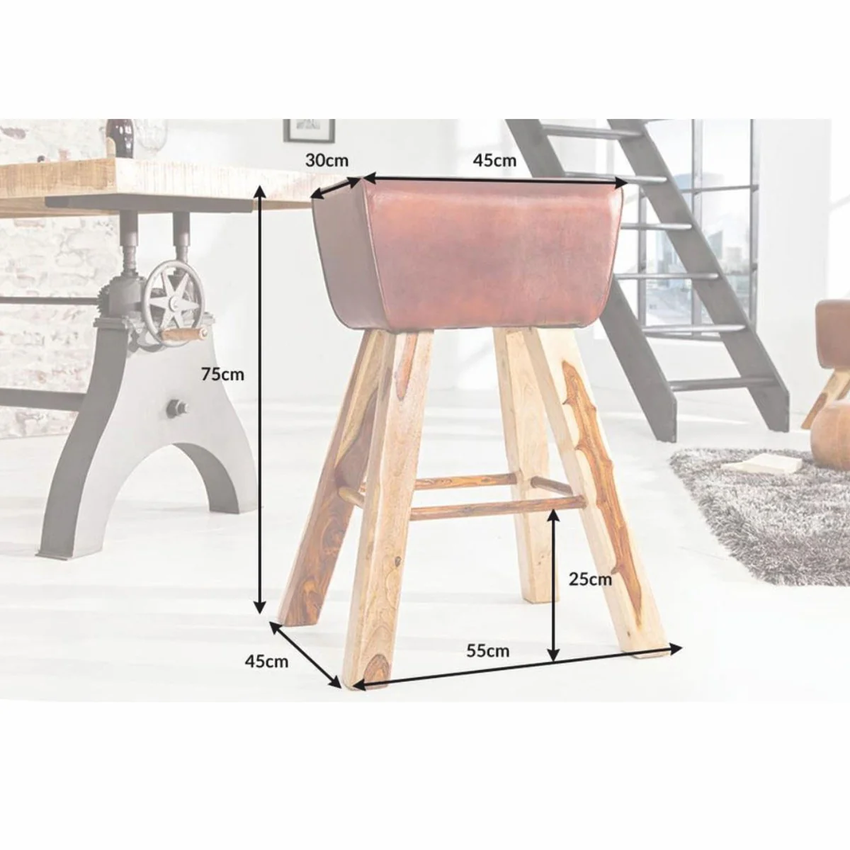 Designer genuine leather bar chair brown - bar stool - furniture restaurant hotel