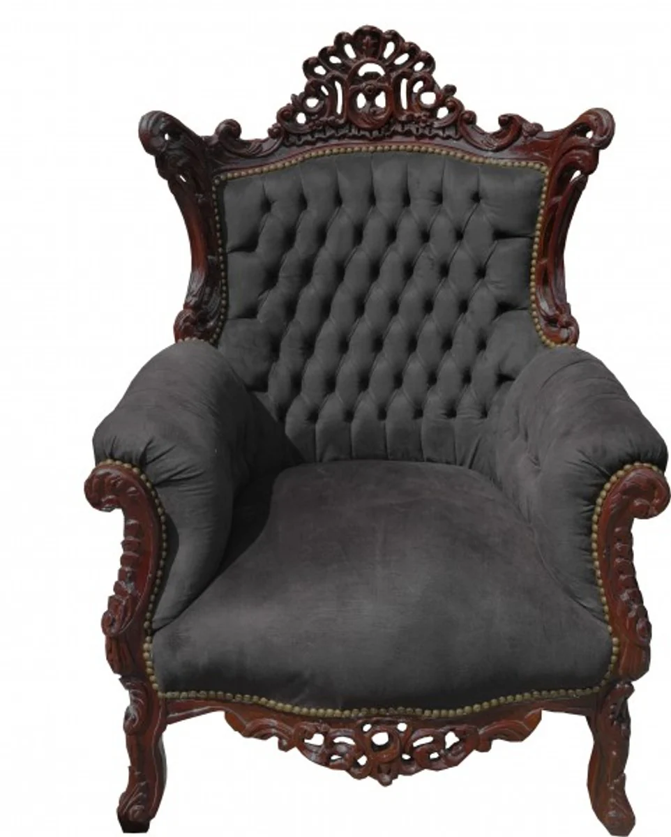 Barock Wohnzimmer Set Schwarz/Braun - 2er Sofa + 2 Sessel - Limited Edition!