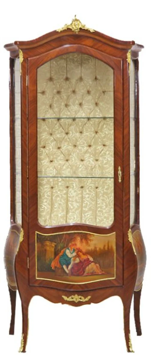 Baroque display cabinet model mahogany brown / gold H 190 cm, W 85 cm - display cabinet - living room cabinet