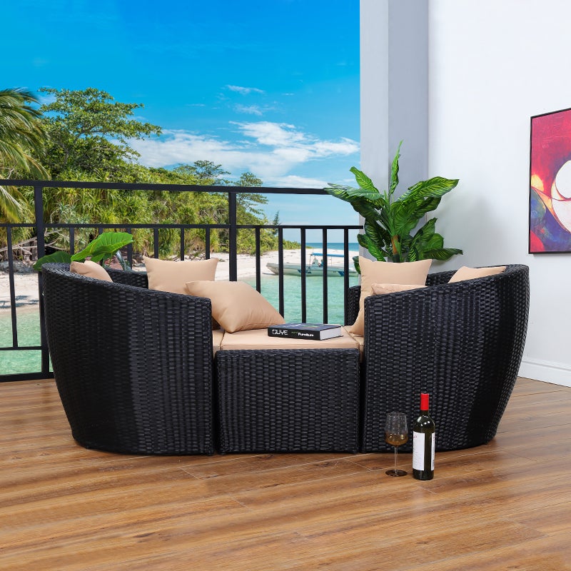 Lounger Outdoor Rattan Sofa Liegebett Balkon Villa Outdoor PE Rattan Stühle Sets