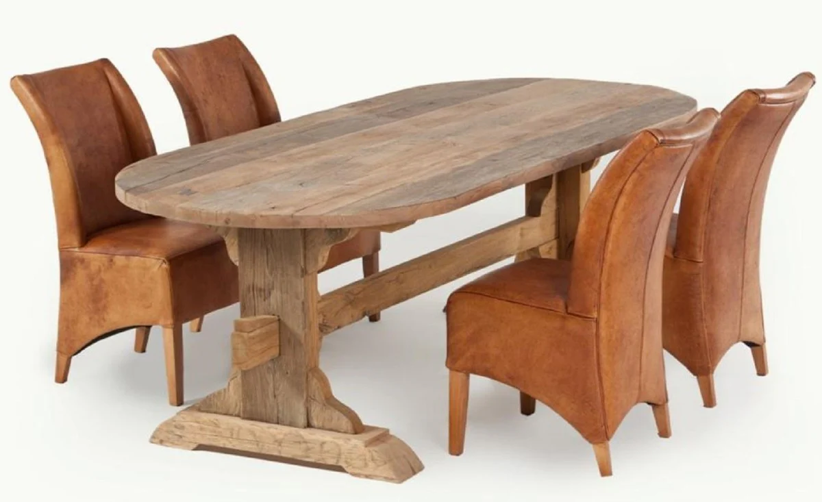 Country Style Dining Table Natural Colors - Various Sizes - Oval Rustic Solid Wood Kitchen Table - Rustic Solid Wood Dining Room Furniture - Country Style Dining Room Furniture