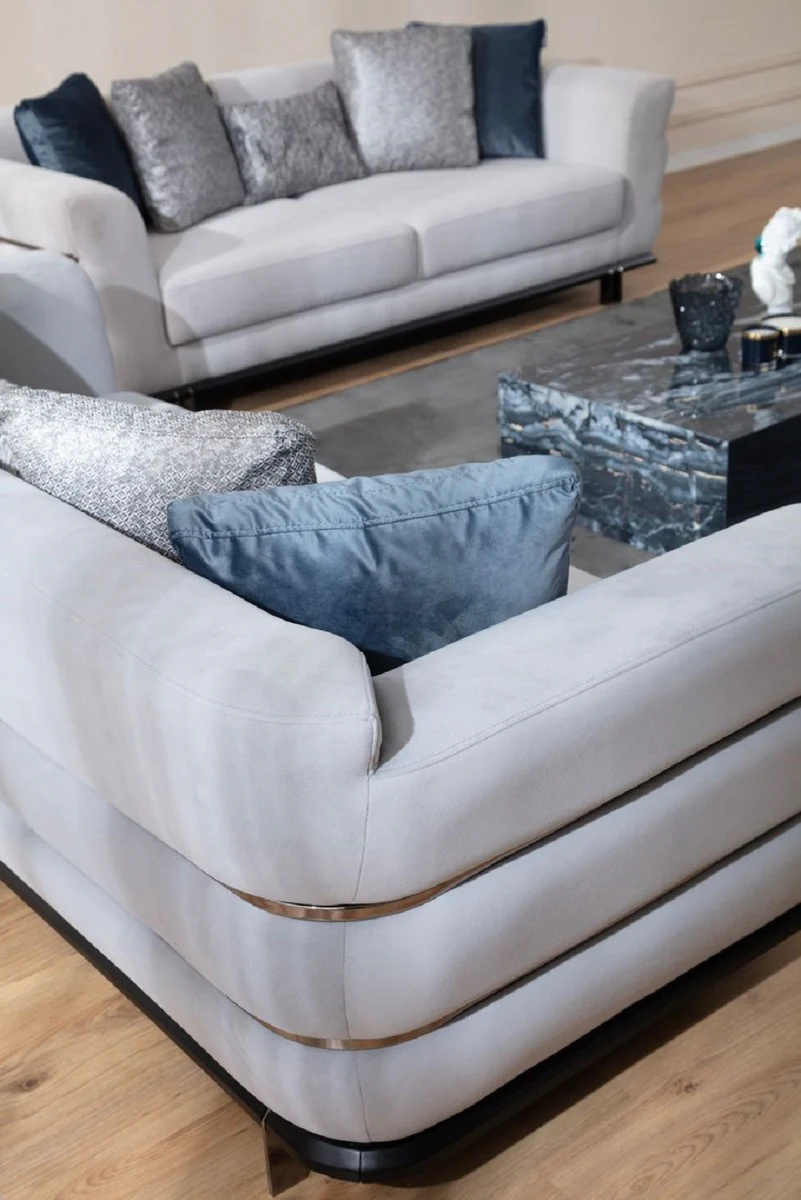 Luxury sofa gray / black 230 x 102 x H. 88 cm - living room sofa - hotel sofa - living room furniture - living room furniture - hotel furniture - luxury furniture - luxury furniture