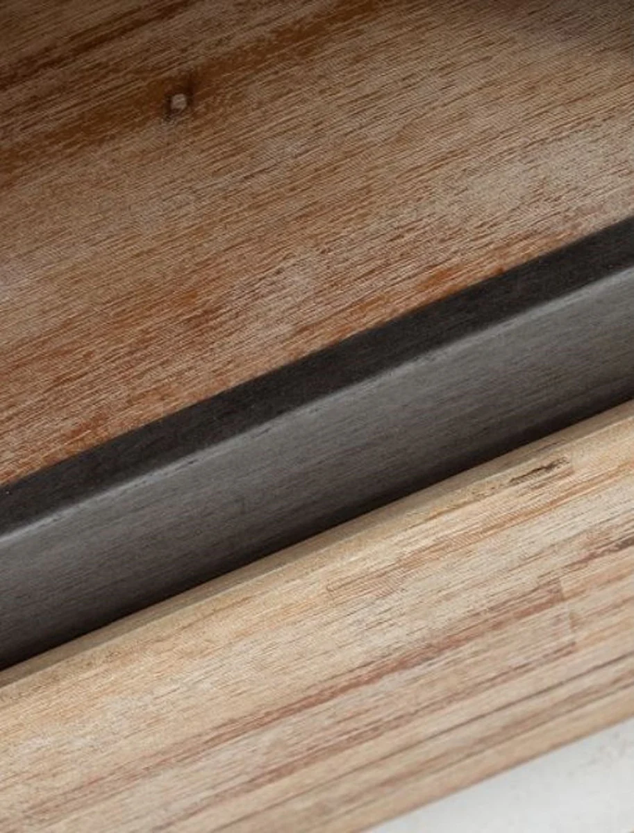 Designer TV cabinet with door and drawer natural color / teak gray 170 x 42 x H. 46 cm - sideboard - handmade from solid wood!