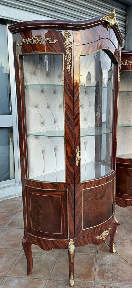 Baroque display cabinet brown / gold - handmade solid wood antique style display cabinet with glass door - antique style furniture - baroque furniture - living room furniture in baroque style - noble and magnificent
