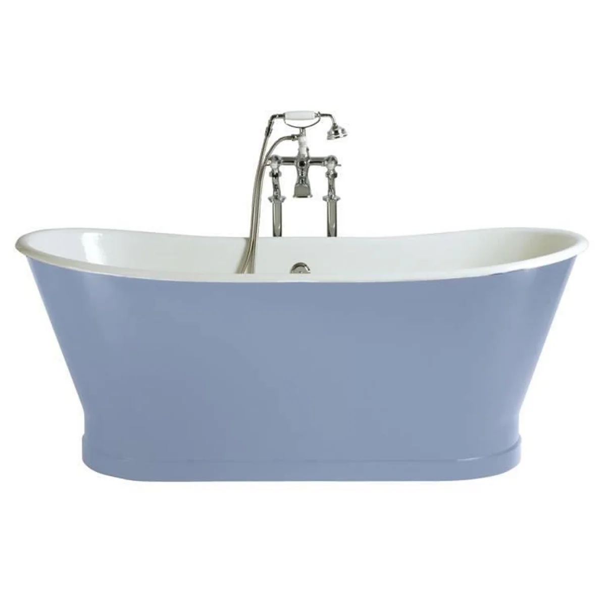 Luxury cast iron bathtub light blue / white 170 x 68 x H. 69.5 cm - Curved freestanding bathtub - Baroque & Art Nouveau bathroom furniture