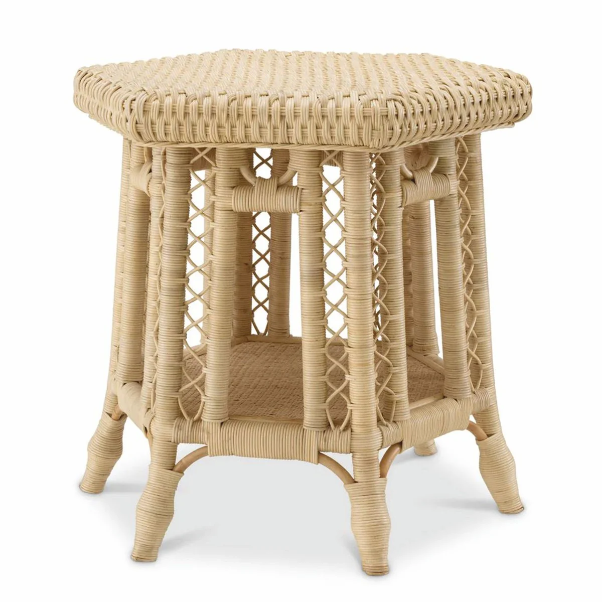 Luxury rattan side table natural colors 60 x 52 x H. 58 cm - luxury furniture