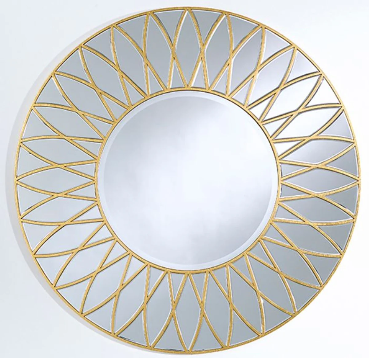 Luxury mirror with petal motif gold Ø 100 cm - luxury quality