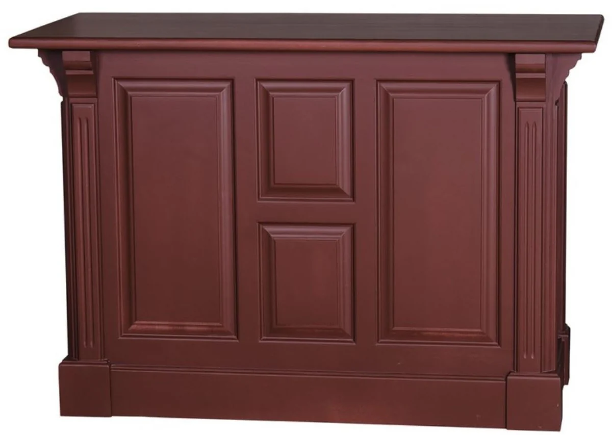 Country house style counter Bordeaux red 140 x 68 x H. 95 cm - solid wood shop counter with door and 2 drawers - country house style furniture