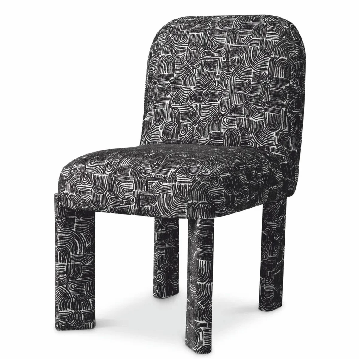 Luxus Esszimmer Stuhl Schwarz / Weiß H. 84,5 cm - Esszimmer Möbel