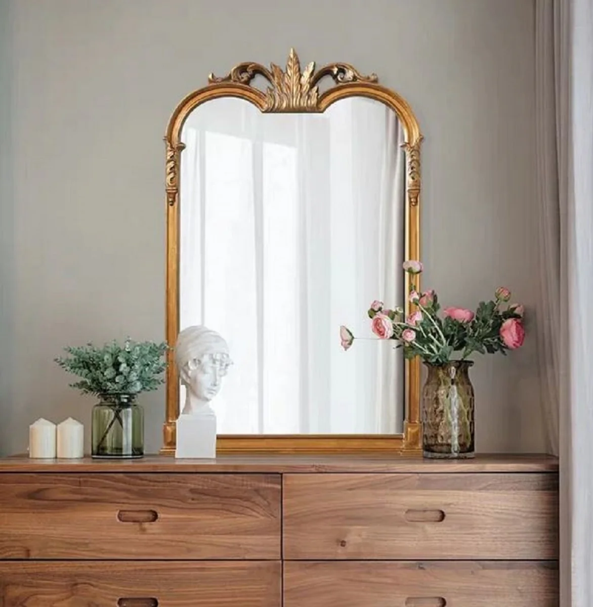 Luxury Baroque Mirror Antique Gold - Magnificent Italian Baroque Style Wall Mirror - Luxury Furniture in Baroque Style - Magnificent Baroque Furniture - Made in Italy - Luxury Quality