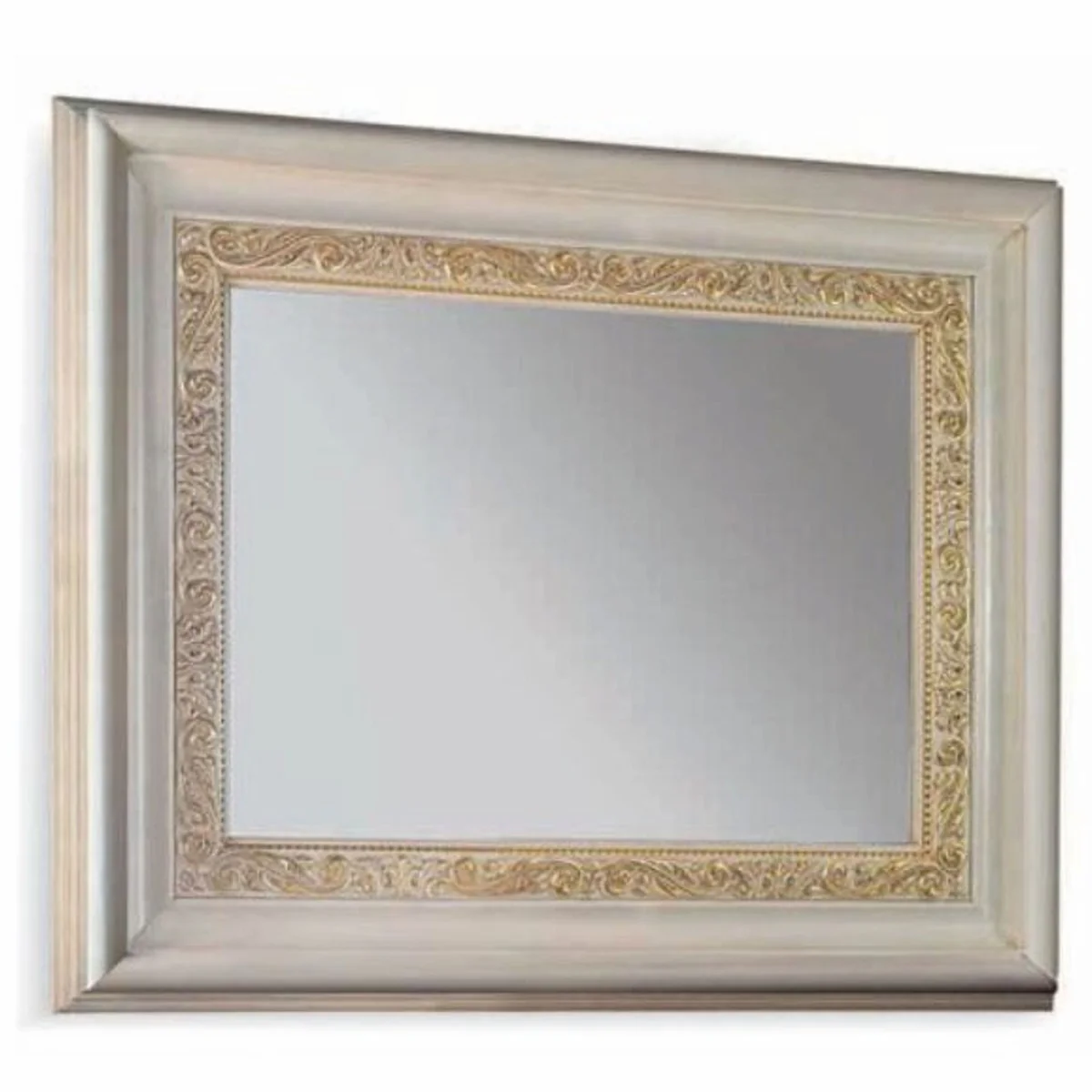 Luxury baroque mirror white / gold 126 cm - Made in Italy