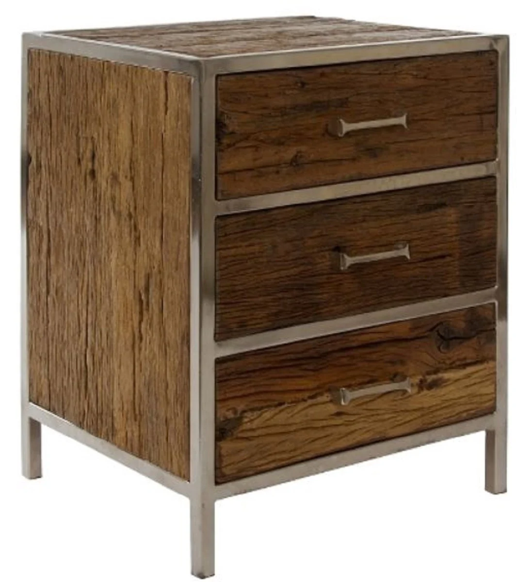 Bedside table with 3 drawers brown / silver 45 x 40 x H. 60 cm - bedroom furniture