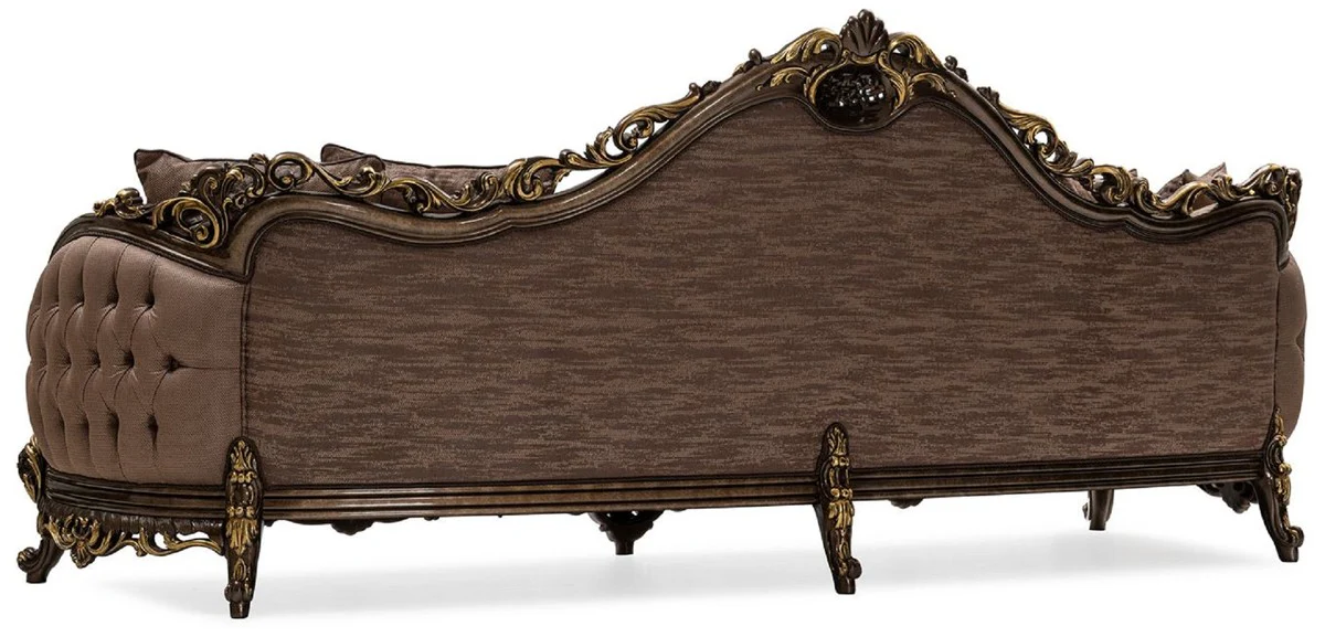 Luxury Baroque Living Room Set Gray / Brown / Gold - 2 Baroque Sofas & 2 Baroque Armchairs & 1 Baroque Coffee Table - Luxury Living Room Furniture in Baroque Style - Baroque Furniture - Noble & Magnificent