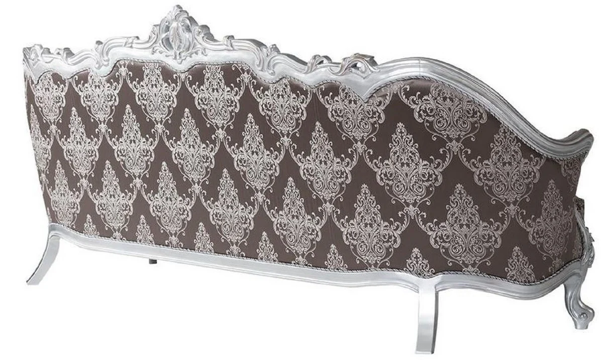 Luxury Baroque sofa bronze color / silver 262 x 90 x H. 113 cm - Magnificent living room sofa with decorative pillows - Baroque furniture