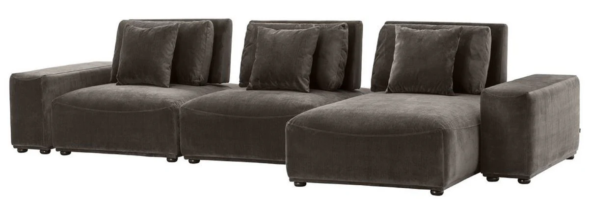 Luxury living area gray / black 340 x 159 x H. 83 cm - living room sofa with 6 cushions - luxury quality