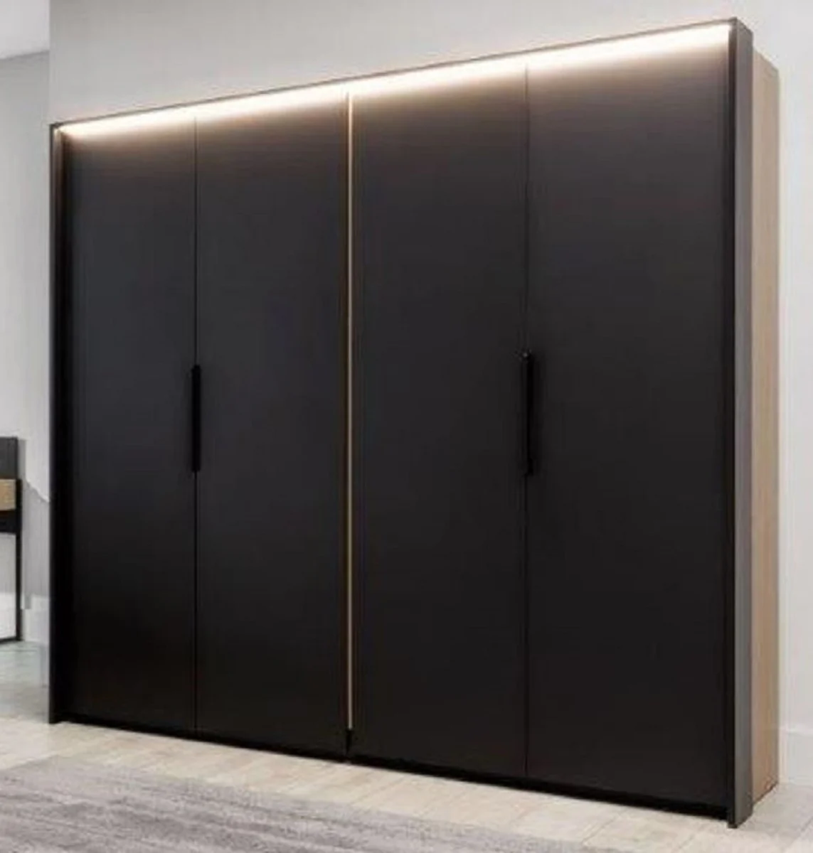 Luxury bedroom wardrobe black / natural colors - solid wood wardrobe with 2 doors - bedroom furniture - hotel furniture - luxury furniture - luxury furnishings