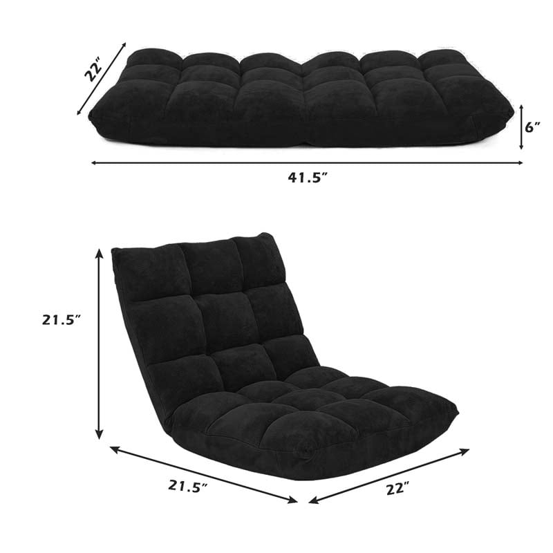 Memory Foam Floor Chair, 14-Position Adjustable Folding Gaming Sofa Chair with Back Support, Chaise Lounge Sofa Bed Recliner