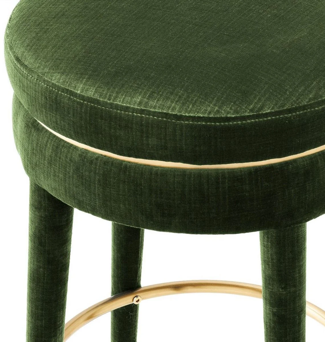 Luxury bar stool dark green / brass Ø 41 x H. 68 cm - Round velvet stool - Luxury furniture