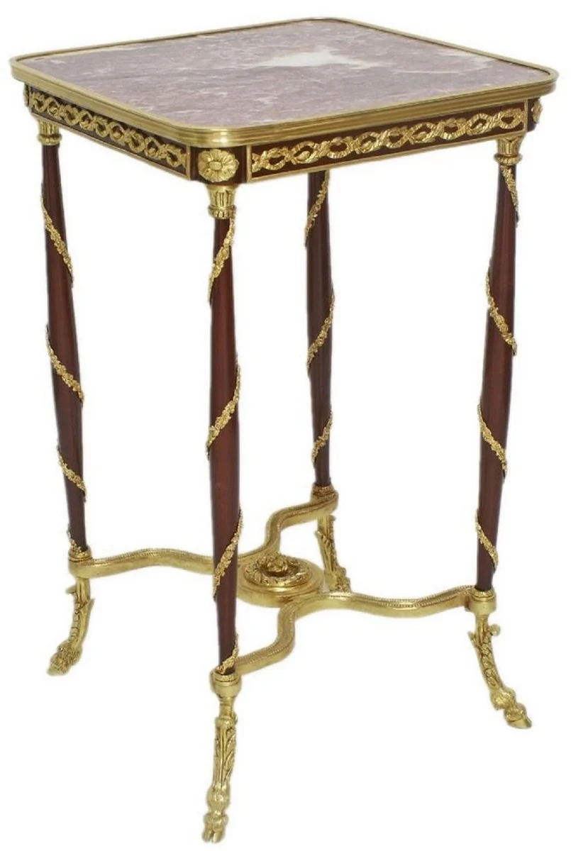 Baroque side table brown / gold / red 45 x 45 x H. 78 cm - handmade solid wood table in baroque style - baroque living room furniture