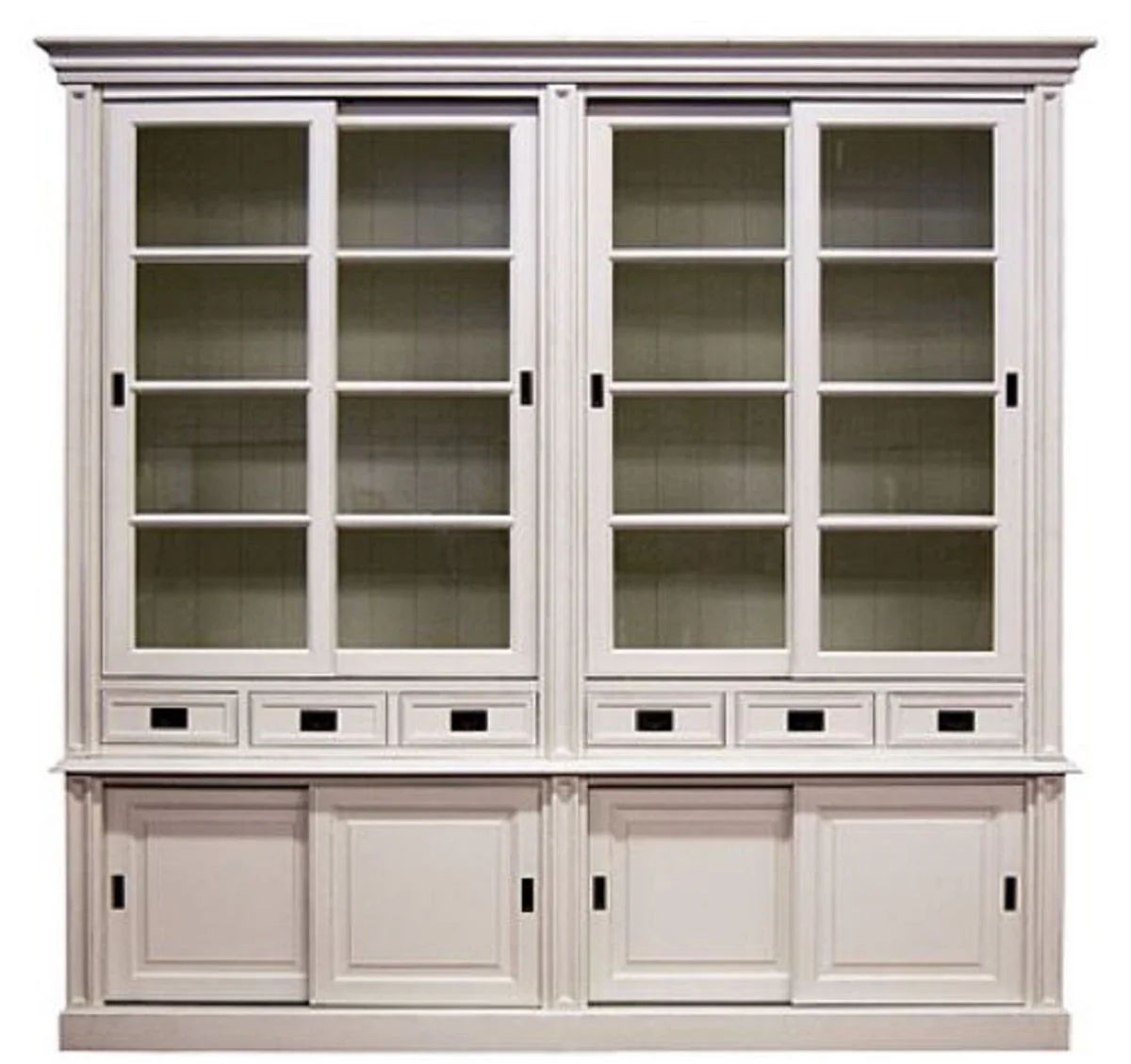 Country house style cabinet with 8 sliding doors and 6 drawers white 250 x 52 x H. 240 cm - country house style furniture