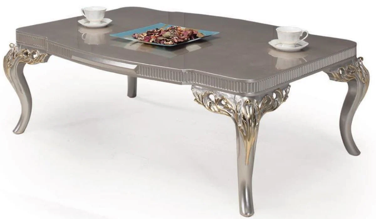 Luxury baroque coffee table silver / gold 120 x 86 x H. 45 cm - magnificent living room table in baroque style - baroque furniture