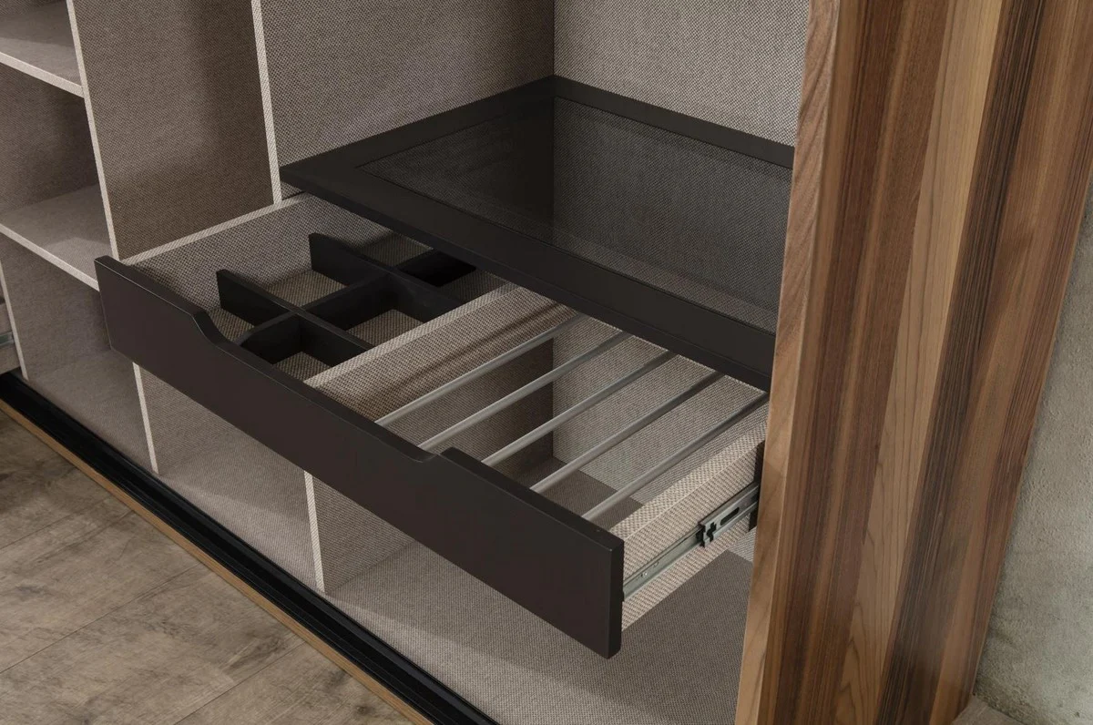 Luxury bedroom wardrobe brown 260 x 70 x H. 220 cm - Modern solid wood wardrobe with 2 sliding doors - Luxury bedroom furniture