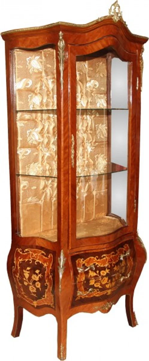 Baroque display cabinet model mahogany brown/gold H 180 cm, W 88 cm - display cabinet - living room cabinet