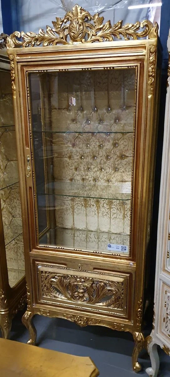 Baroque display cabinet gold / brown - Baroque display cabinet with glass door and drawer - Baroque living room furniture - noble and magnificent