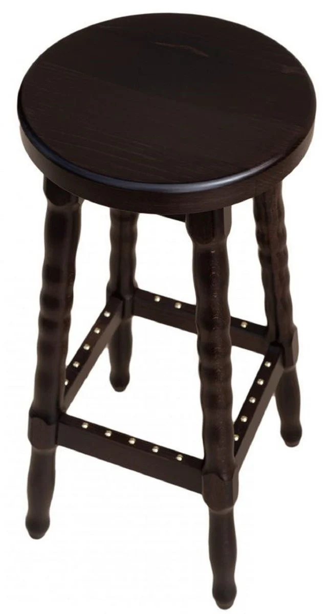Art Nouveau bar stool dark brown H. 80 cm - round solid wood bar chair