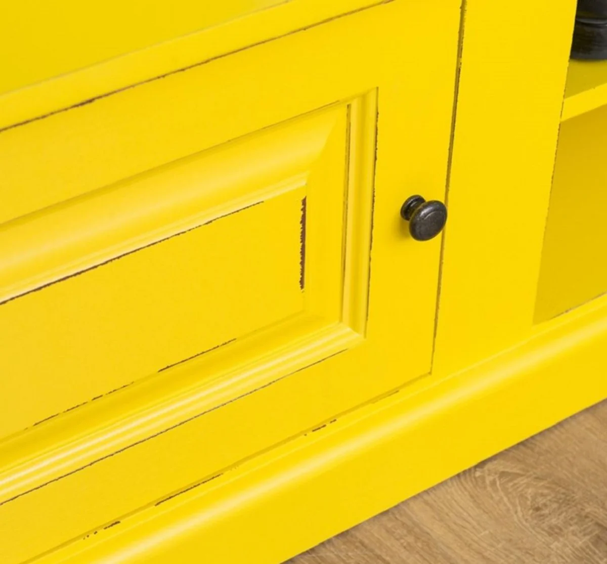 Country house style wardrobe antique yellow 180 x 41 x H. 210 cm - solid wood wardrobe with mirror - country house style wardrobe furniture