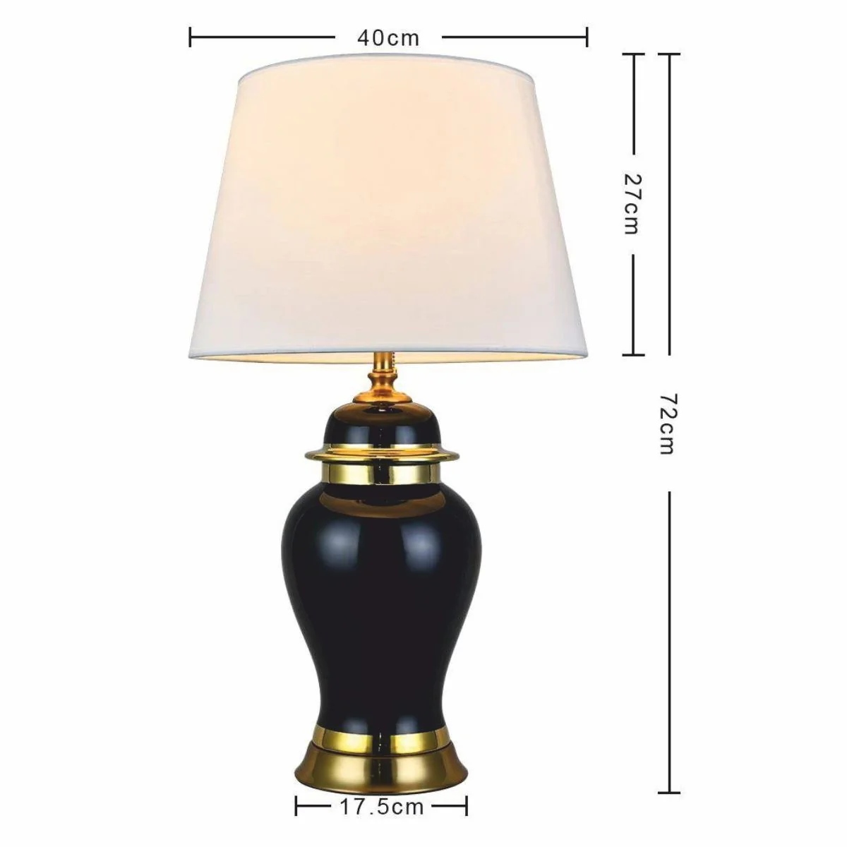 Luxury ceramic table lamp black / gold / white Ø 40 x H. 72 cm
