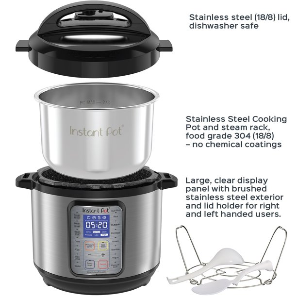 Instant Pot DUO Plus 8 Qt 9-in-1 Mehrzweckprogrammierbare Druckkocher, langsamer Kocher, Reiskocher, Joghurtkocher, Eierkocher, Saut, Dampfer, Warmer und Sterilisator