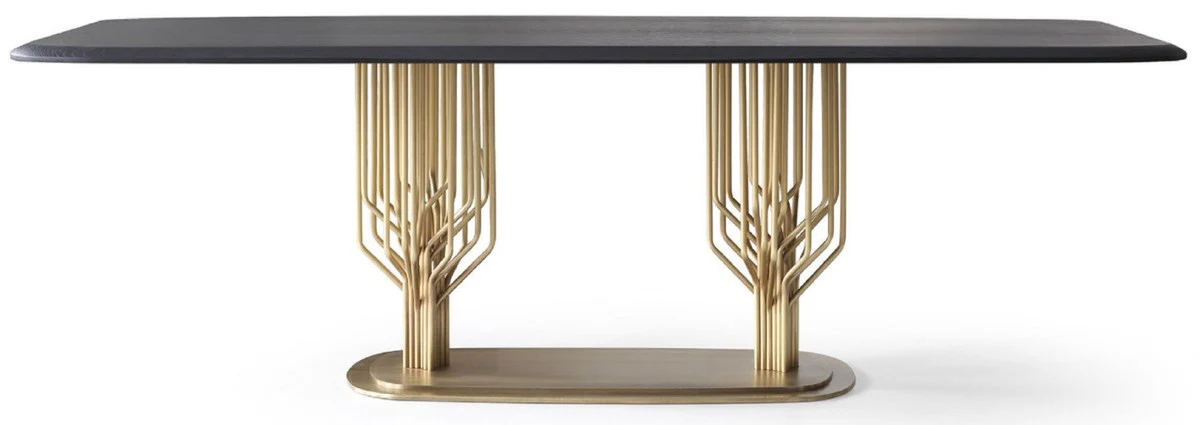 Luxury Dining Room Set Green Pattern / Black / Brass - 1 Luxury Dining Table & 8 Luxury Dining Chairs - Dining Room Furniture - Luxury Furniture - Luxury Collection