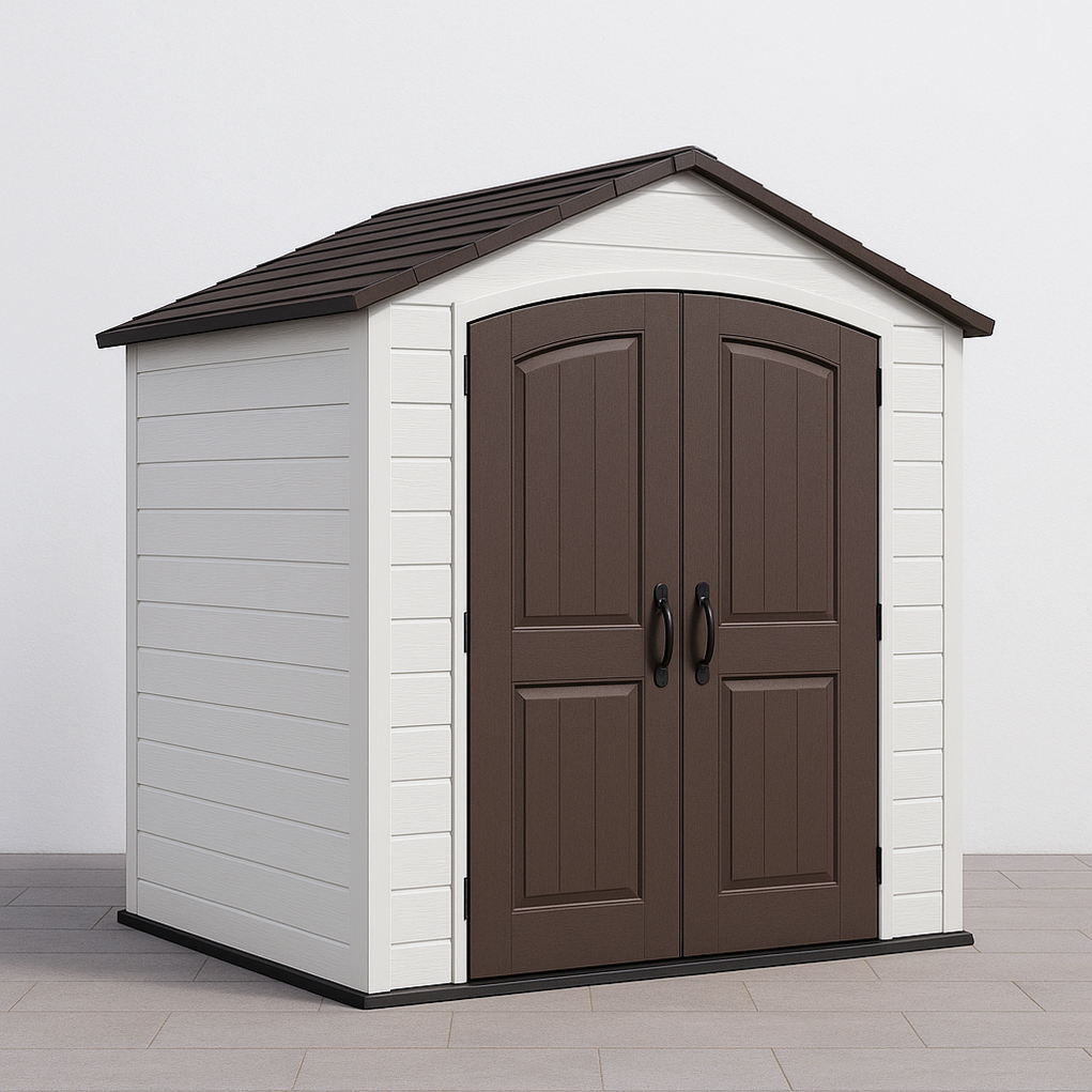 Gartenhaus aus Kunstharz 230x200x215 cm weiß/braun zhtpzlD397Xl