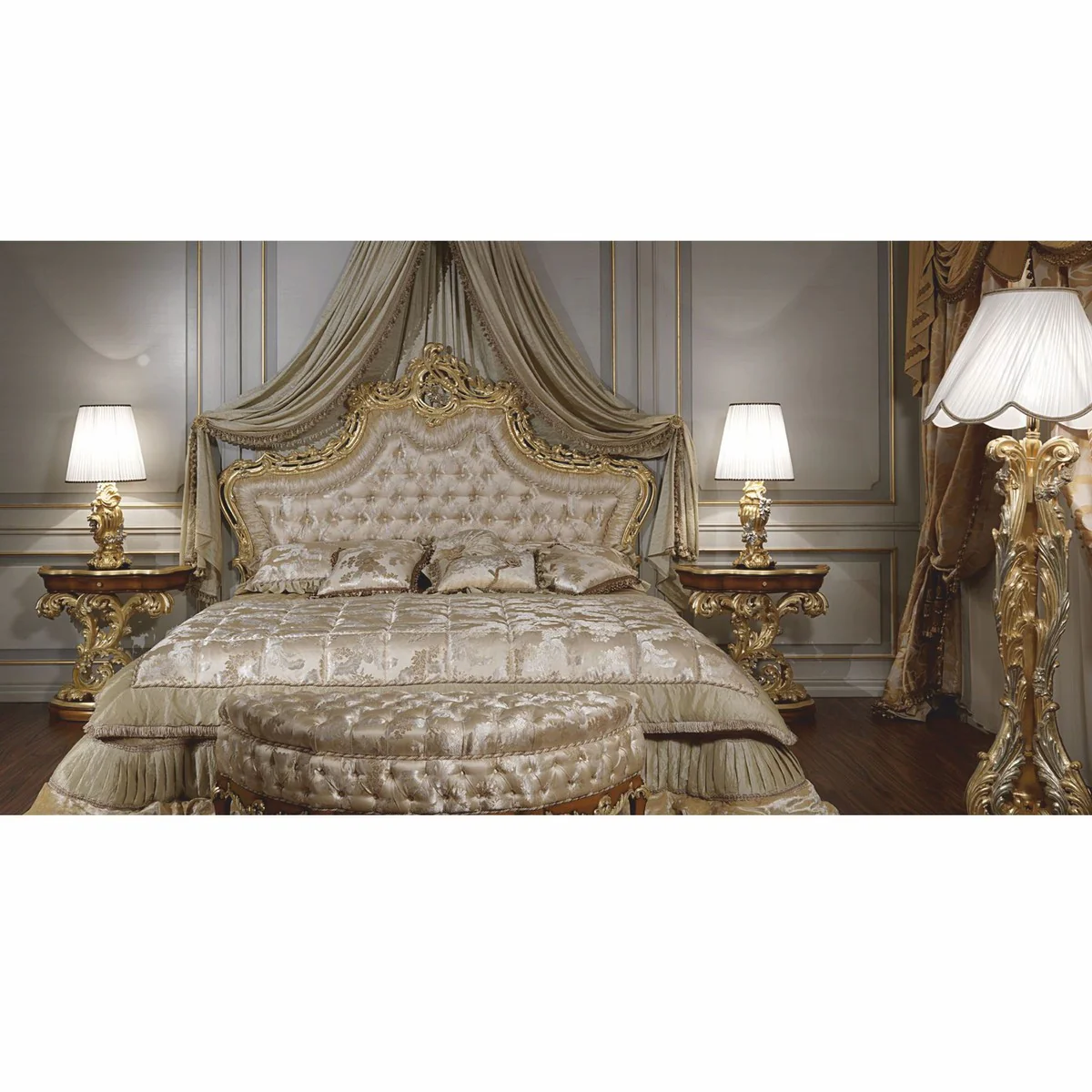 Luxury Baroque table lamp gold / silver / white H. 85 cm - Made in Italy