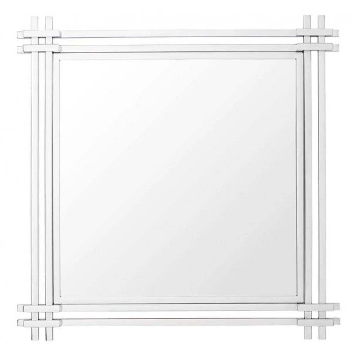 Luxury mirror Art Deco 90 x 90 cm polished stainless steel - wall mirror - luxury hotel furniture collection