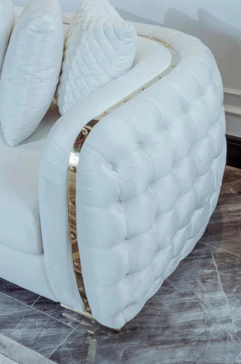 Luxury sofa white / gold 265 x 83 x H. 73 cm - Modern living room sofa - Living room & hotel furniture - Luxury collection