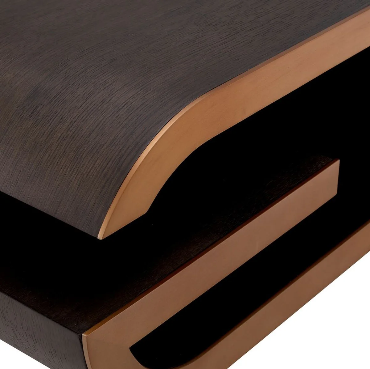 Luxury coffee table mocha / brass 100 x 100 x H. 33 cm - designer living room table - living room furniture - luxury furniture - designer furniture - luxury furnishings - designer furnishings