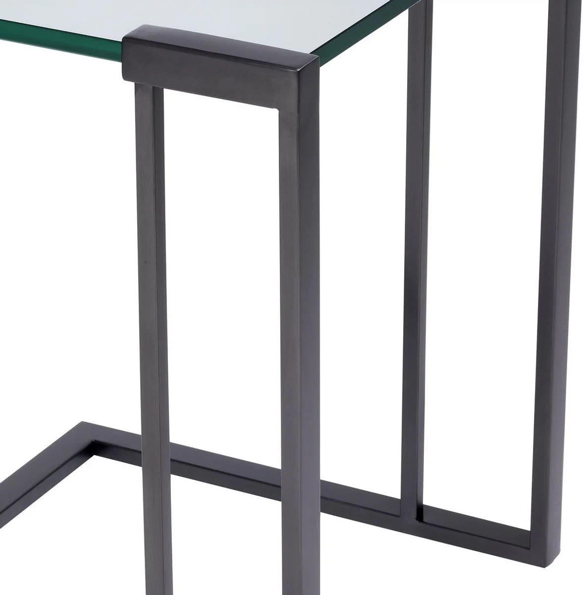 Luxury side table bronze color 45 x 45.5 x H. 56.5 cm - stainless steel table with glass top - luxury living room furniture