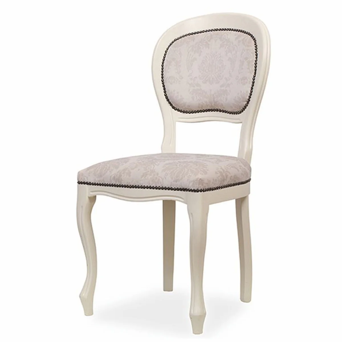 Luxury Baroque Dining Room Chair Gray / Cream H. 101 cm - Dining Room Furniture