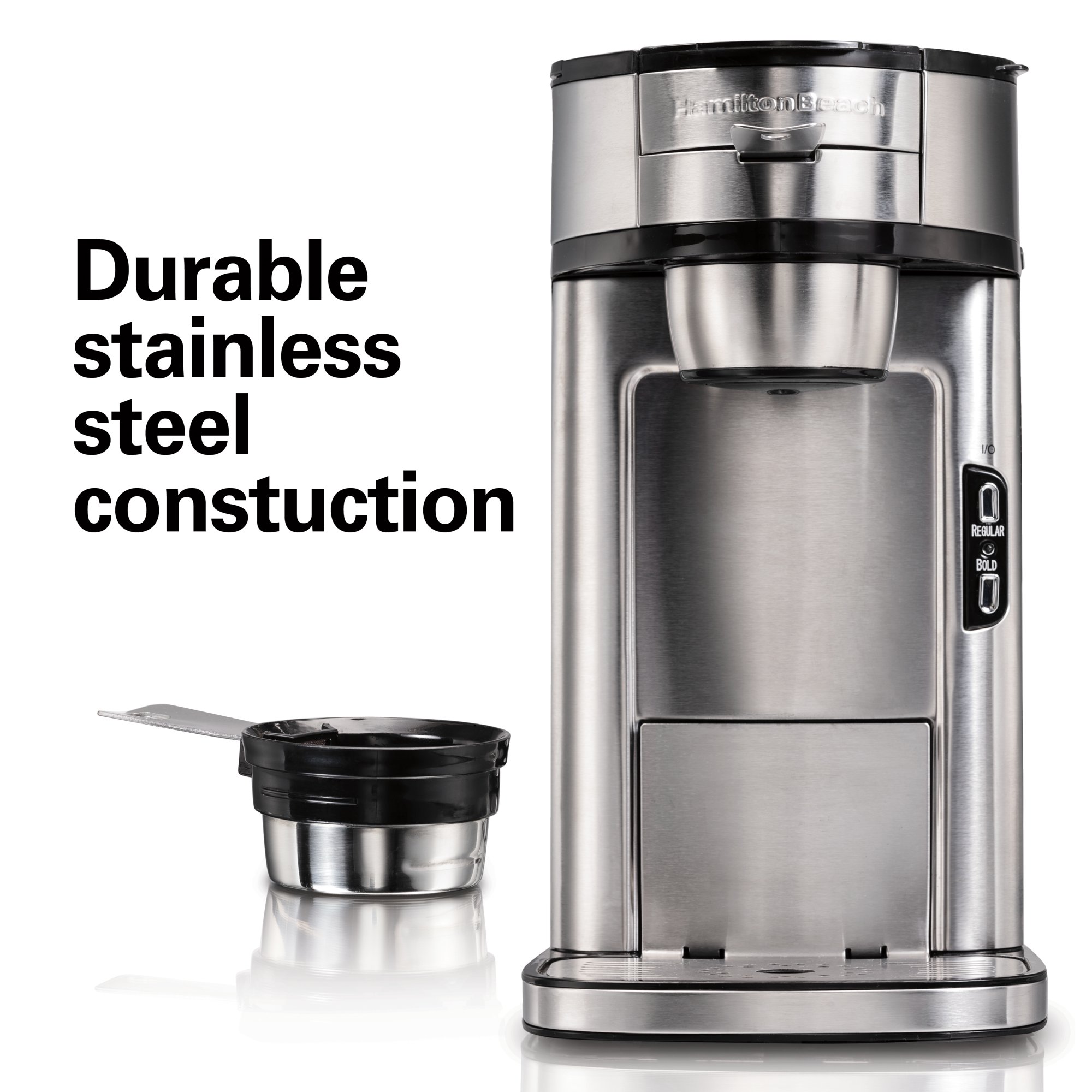 Hamilton Beach Der Scoop Single-Serve Coffee Maker, 14 oz., Edelstahl, Modell 47550