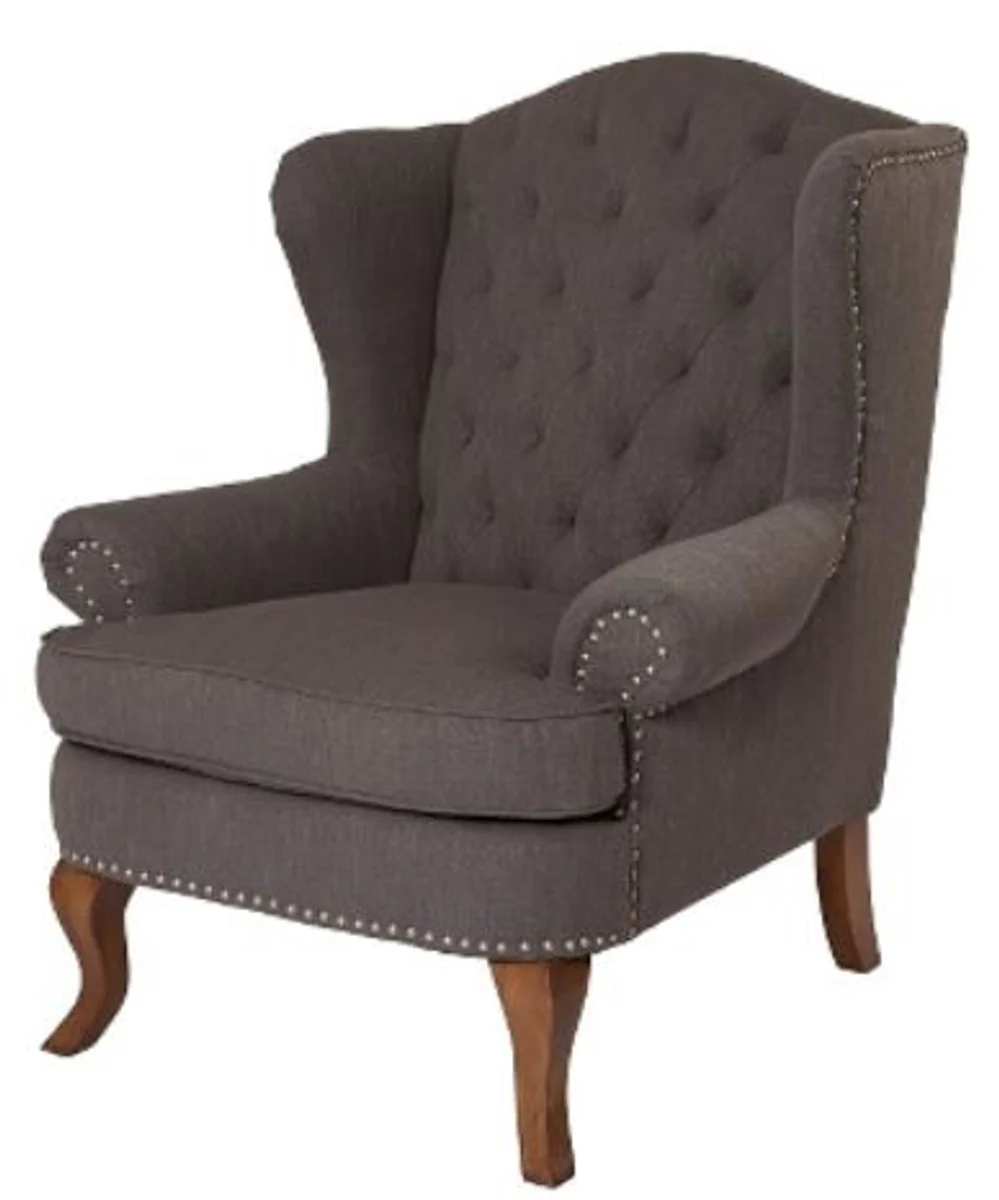Luxury Chesterfield wing chair dark gray 87 x 89 x H. 109 cm - living room furniture