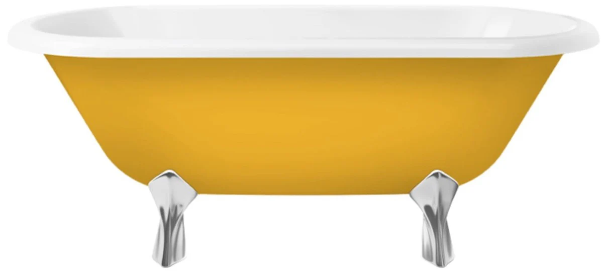 Art Nouveau bathtub yellow / white / silver 170 cm - Freestanding retro style bathtub