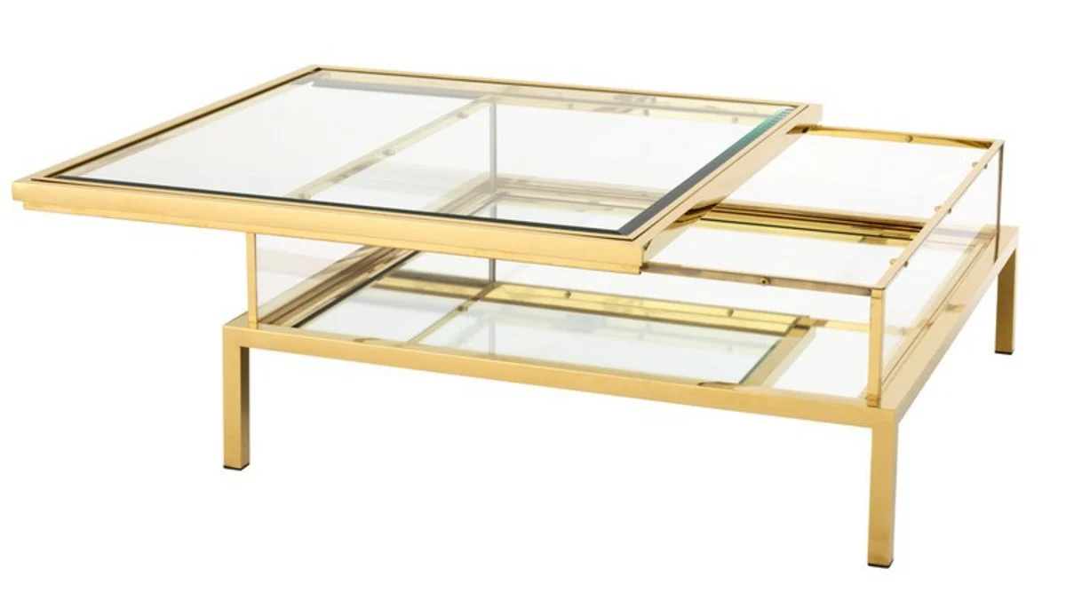 Luxury Art Deco designer coffee table stainless steel gold plated with mirror glass - luxury collection